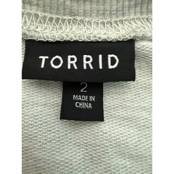 Torrid Gray Embellished Skull French Terry Sweatshirt Sz L Lightweight Bling - Picture 5 of 7